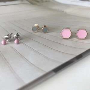 Pink + Gray Earring Trio Set